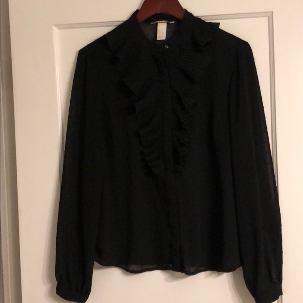 H&M Black Hidden Button-down Blouse